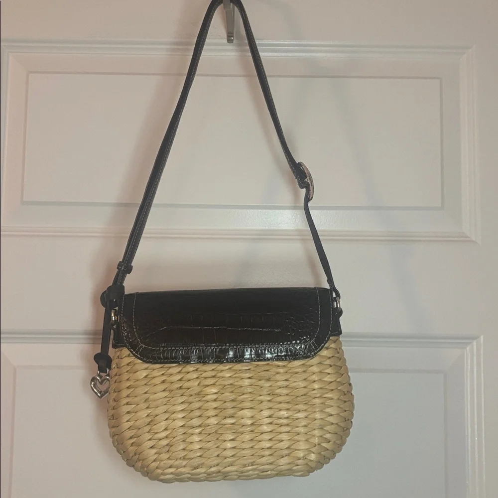 VTG Brighton Ladybug Appliqué Rattan Vegan Leather Crossbody Bag Cottagecore - Picture 4 of 15